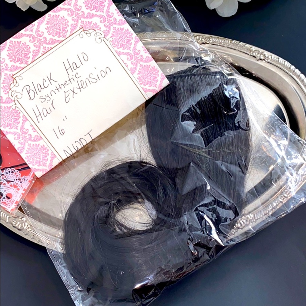 NWOT BLACK/BROWN 16” Synthetic Halo Hair Extension